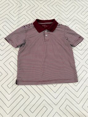 Properly Tied Maroon and White Striped Polo